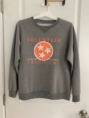 Volunteer Traditions Tennessee Tri-Star Gray Crewneck Sweatshirt Size Small